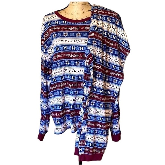 HARRY POTTER LEVIOSA Thermal Set Long Pajamas Women’s Size XL/XG HOLIDAY READY - Picture 5 of 11